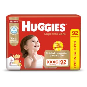 Pañales Huggies Supreme Care Pack Mensual Xxxg X92